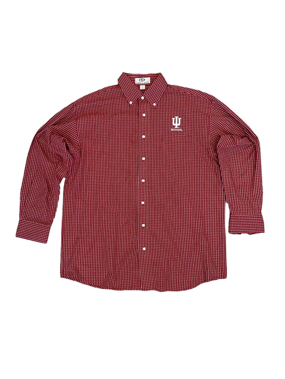 Vantage Indiana Hoosiers College Red Button Long Sleeve Shirt Men’s Size Large